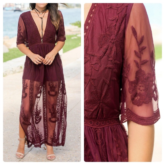 FINAL 2!!! Burgundy Lace Maxi Romper - Picture 14 of 16